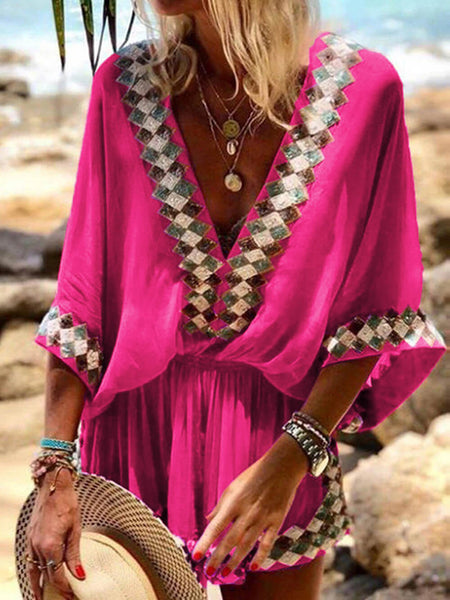 Bohemian Beach Print Kimono Romper