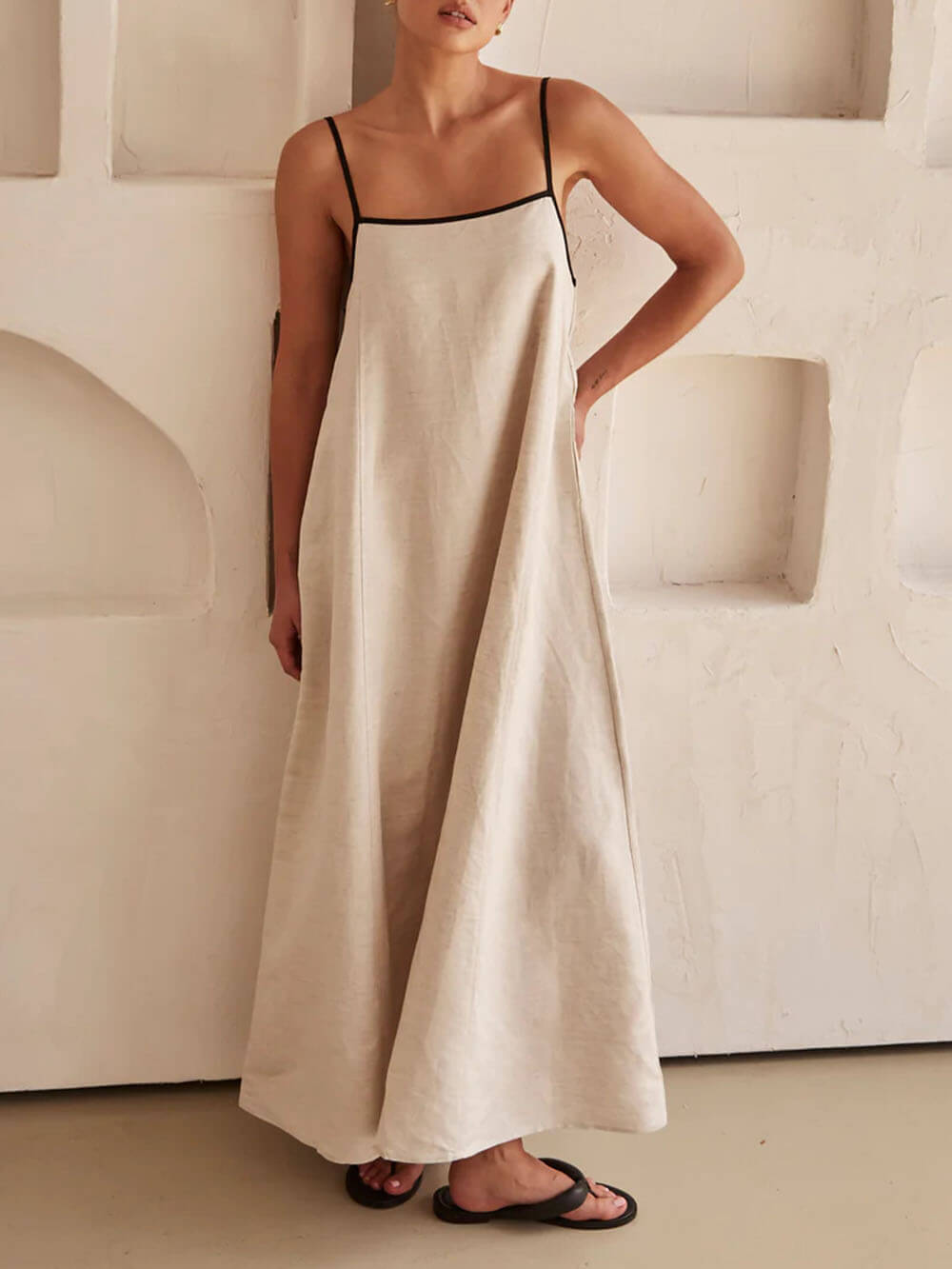Vestido acampanado con tirantes en contraste Summer Vibe