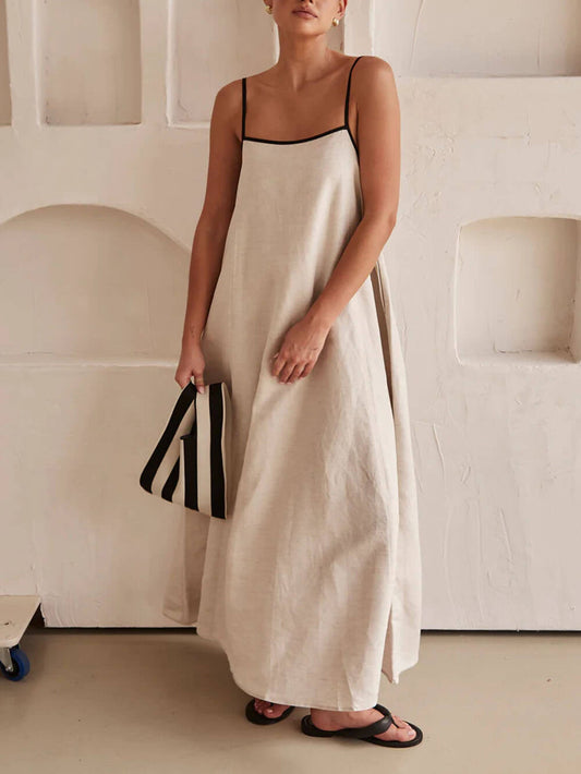 Vestido acampanado con tirantes en contraste Summer Vibe