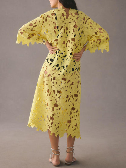 Vestido midi de playa con encaje