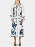Vestido midi holgado de gran tamaño con lentejuelas y estampado hawaiano vintage