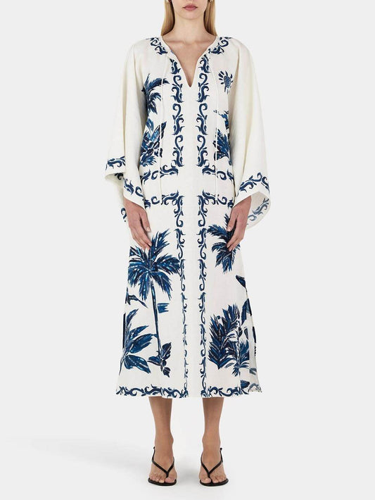 Vestido midi holgado de gran tamaño con lentejuelas y estampado hawaiano vintage