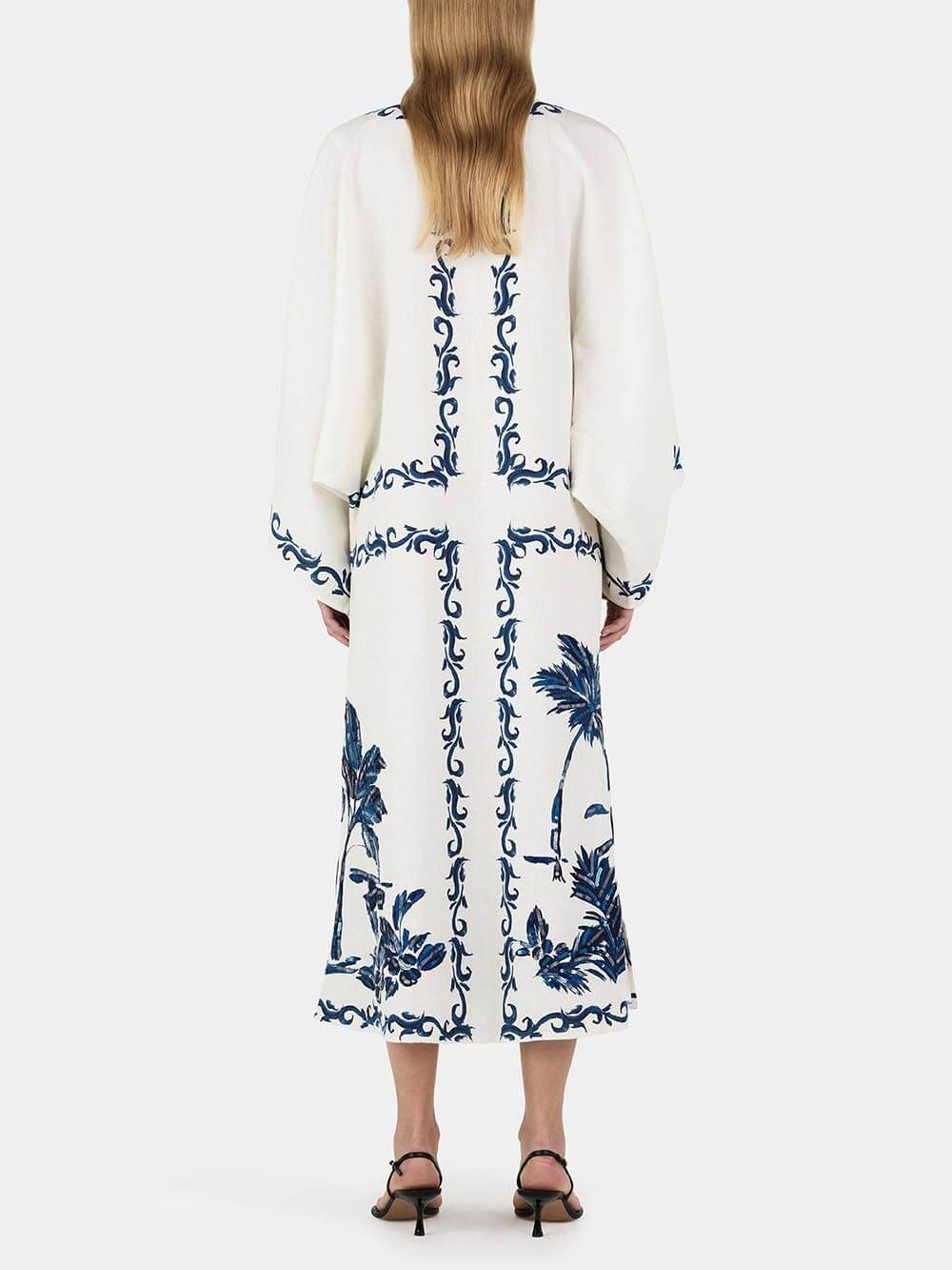 Vestido midi holgado de gran tamaño con lentejuelas y estampado hawaiano vintage