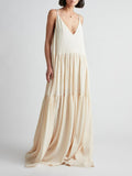 Vestido largo con tirantes y escote en V profundo para vacaciones de verano