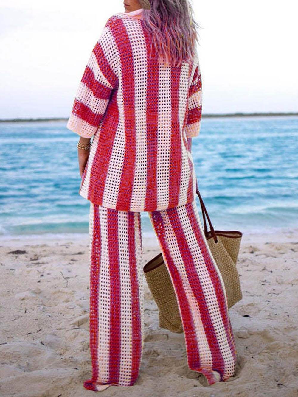 Conjunto Relax Premium: Pantalón Ancho y Blusa a Rayas
