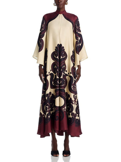 Vestido largo con estampado de granadilla impresionante de Elegance Ease