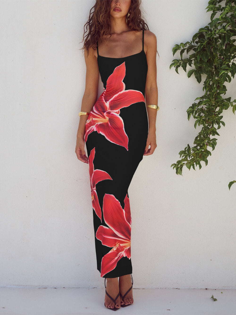 Vestido largo con estampado floral inolvidable y abstracto