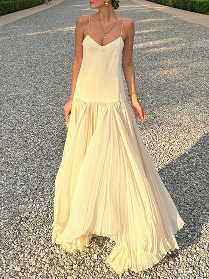 Vestido irregular con cintura caída y tiras