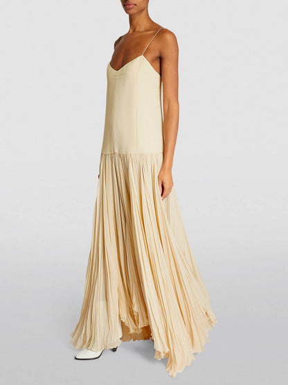 Vestido irregular con cintura caída y tiras