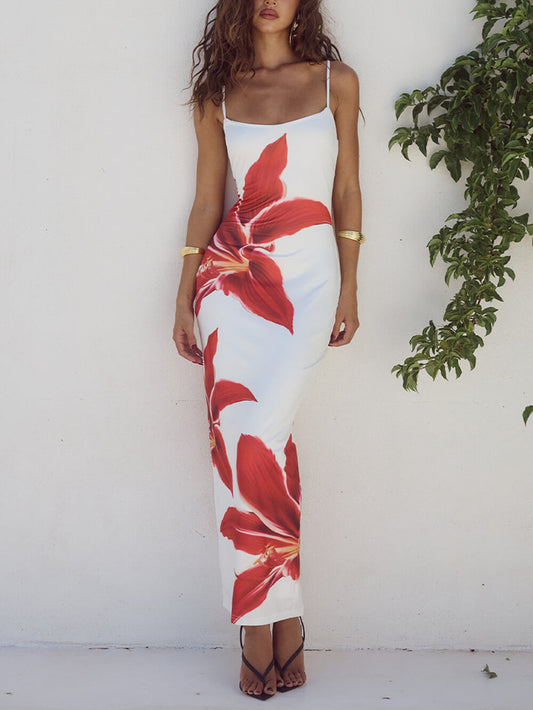Vestido largo con estampado floral inolvidable y abstracto
