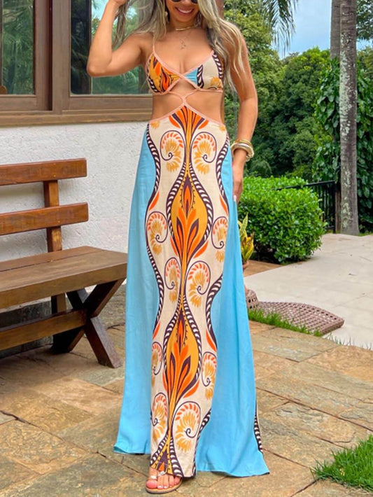 Vestido con tirantes exóticos de vacaciones de verano