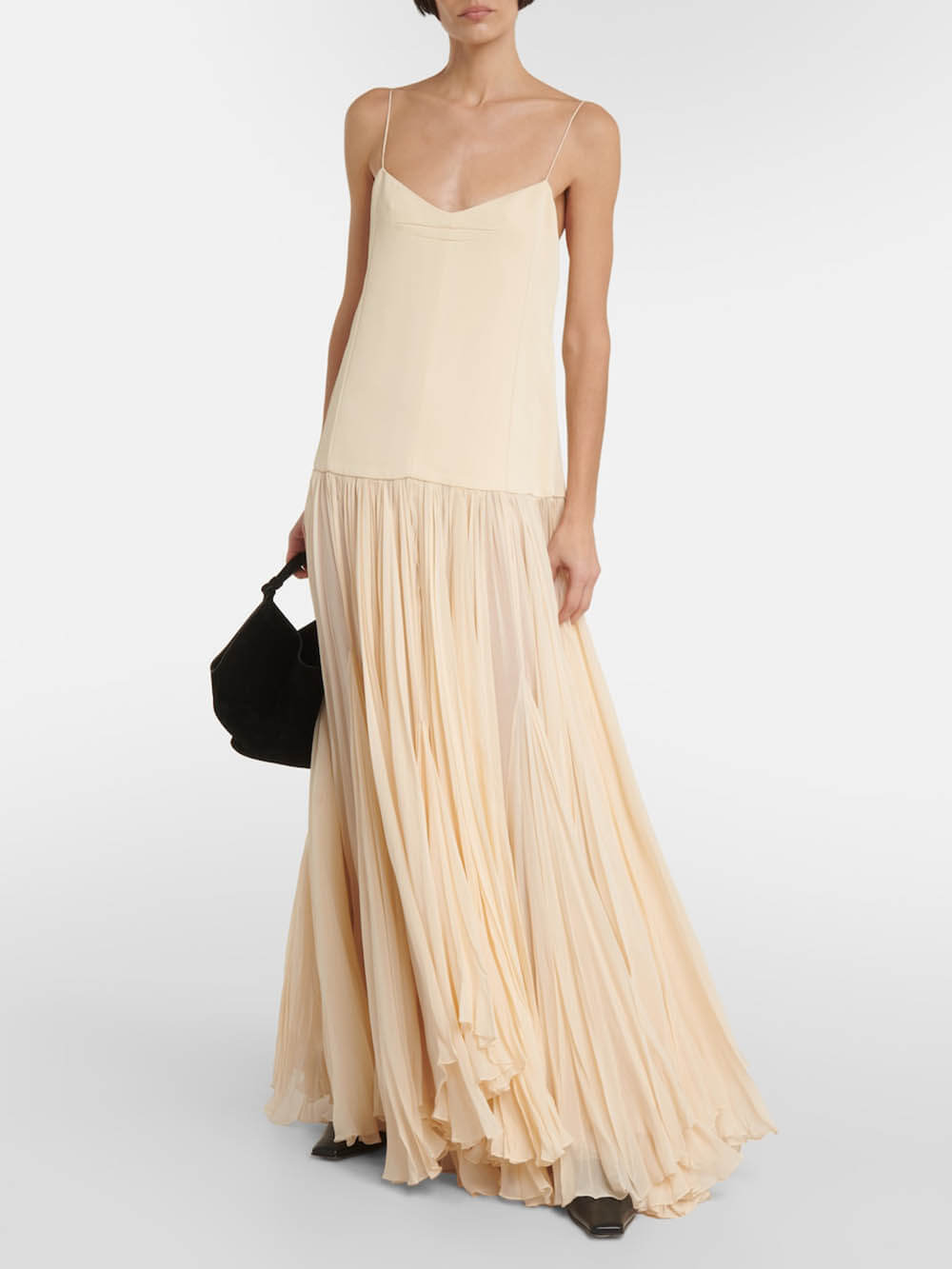 Vestido irregular con cintura caída y tiras
