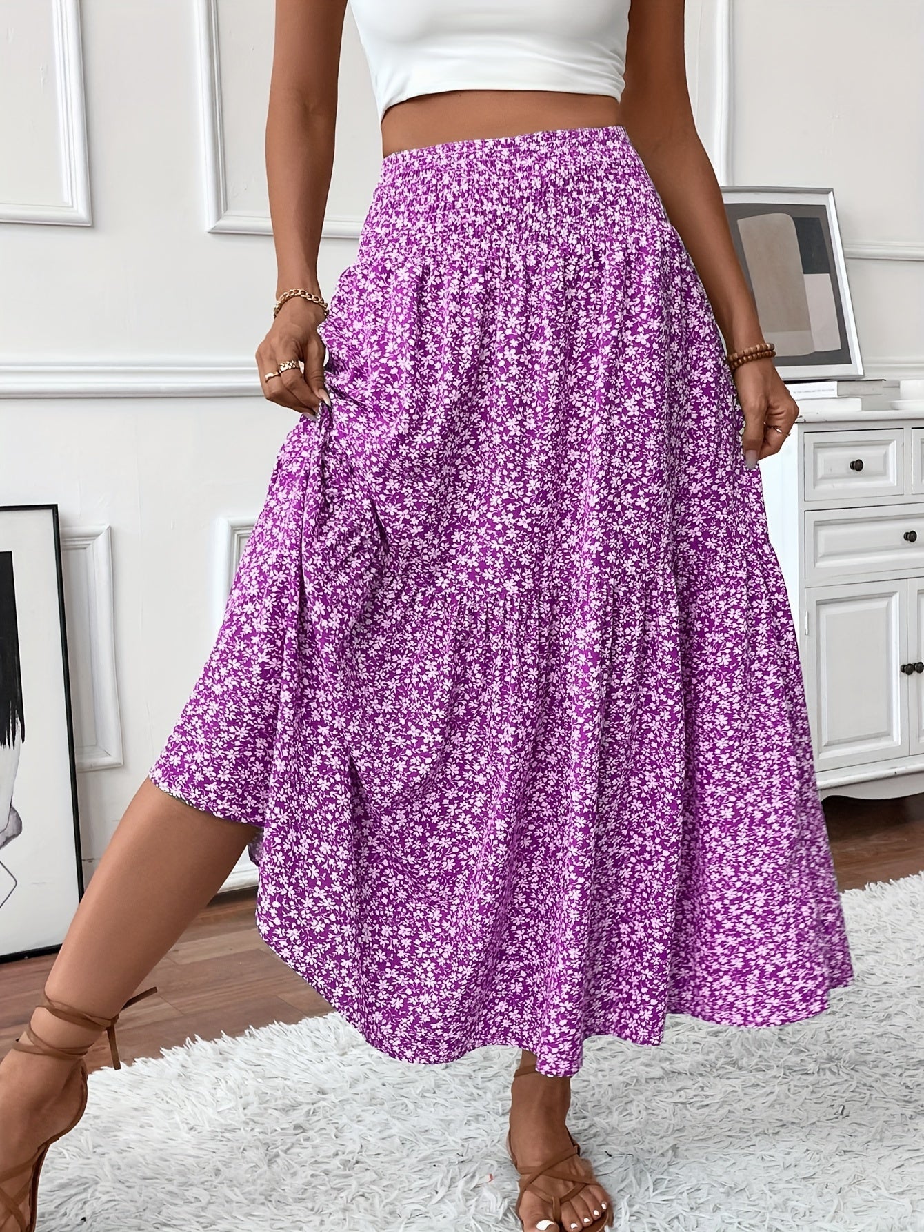 Falda Elena con flores de florecitas