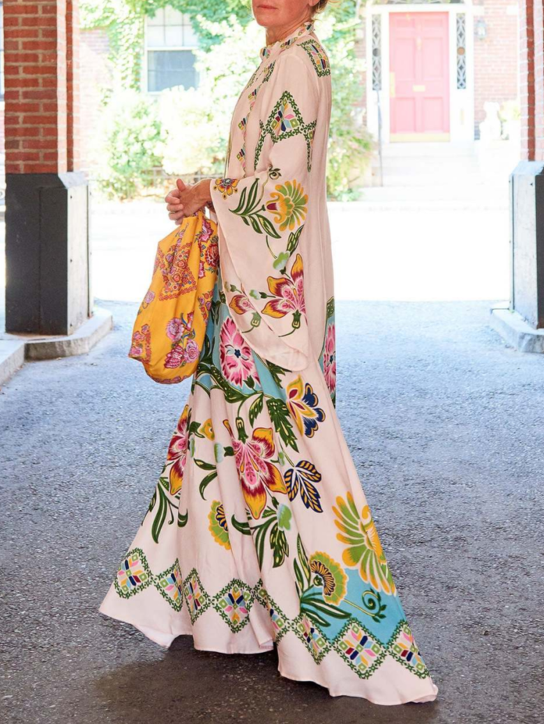 Exquisito vestido largo fluido con estampado floral Sunshine