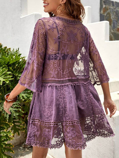 Vestido tipo pareo de bikini para vacaciones en la playa con encaje suelto