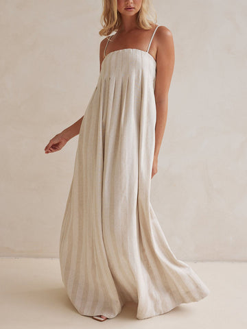 Casual Fashion Halter Neck Striped Maxi Dress
