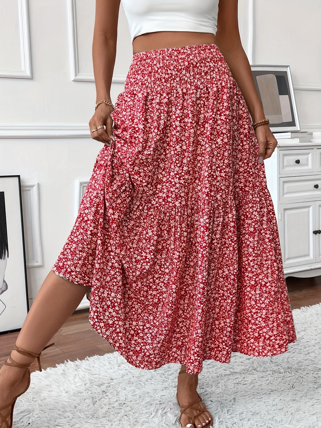 Falda Elena con flores de florecitas