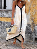 Vestido midi con tirantes y bloques de color
