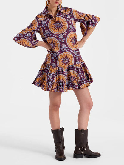 Minivestido escalonado con cintura caída
