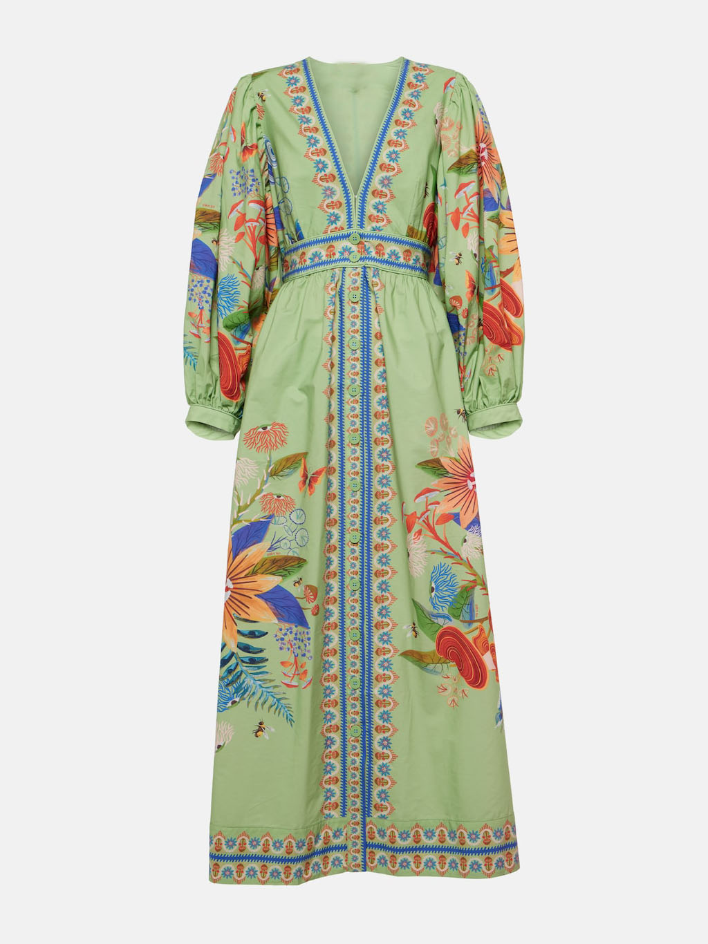 Vestido Midi Floral con Cuello en V