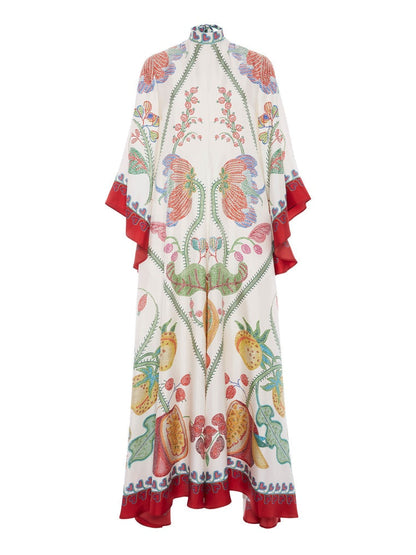 Vestido largo con estampado de ébano colocado a mano