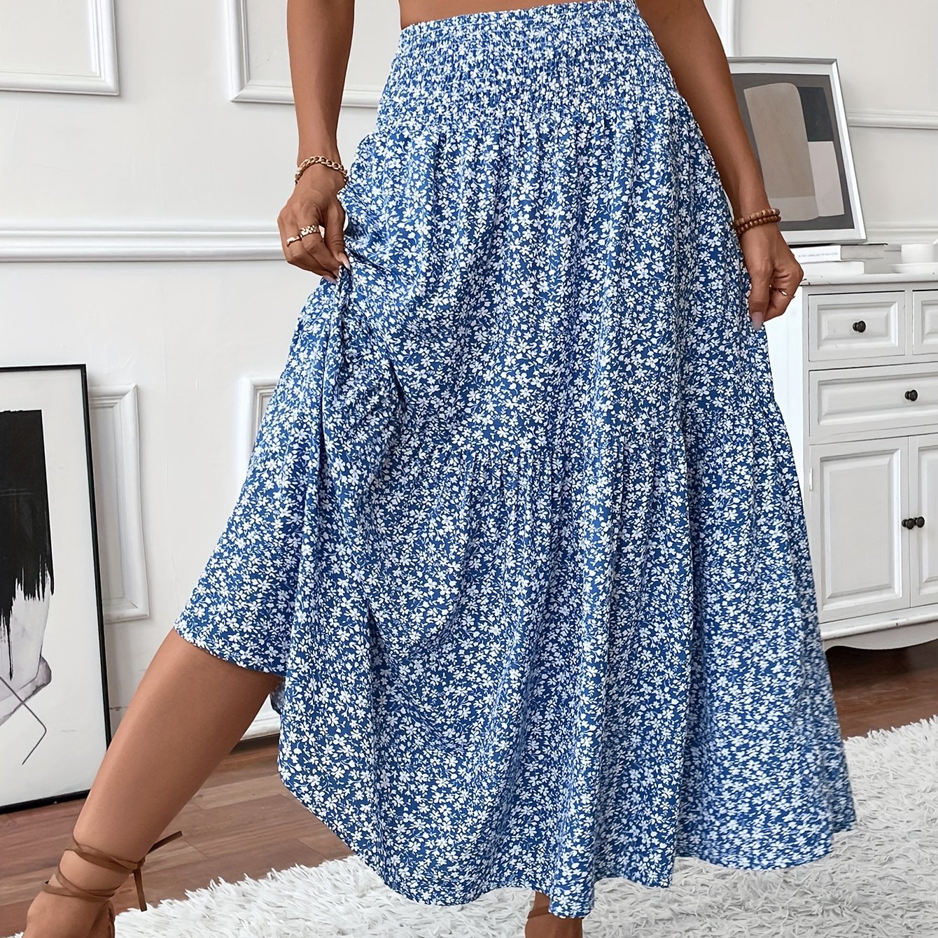 Falda Elena con flores de florecitas