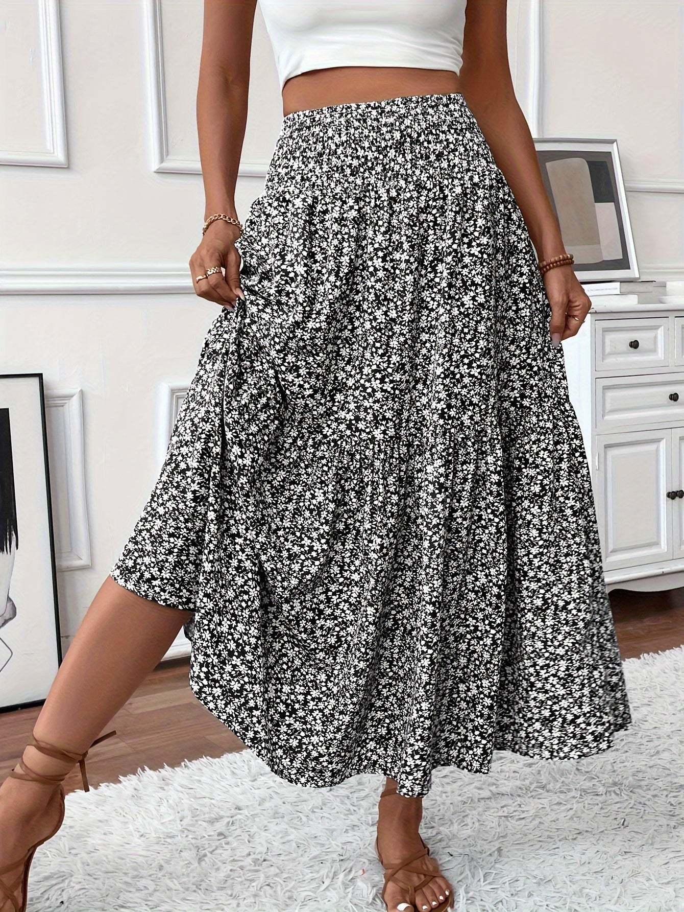 Falda Elena con flores de florecitas