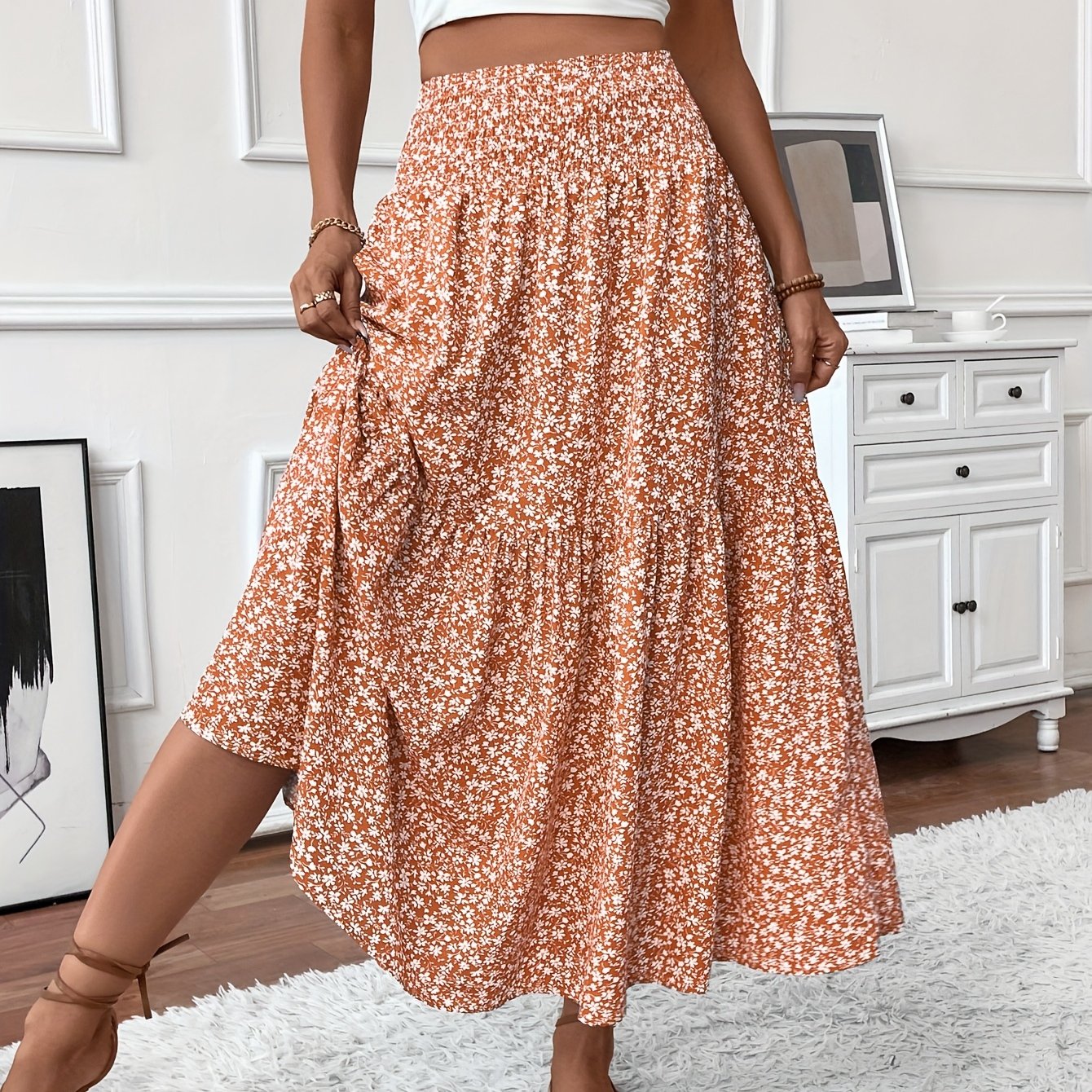 Falda Elena con flores de florecitas