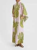 Vestido largo con estampado de piña tropical grande