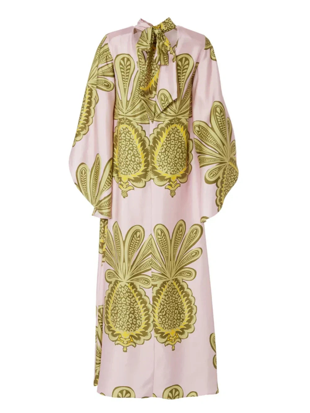 Vestido largo con estampado de piña tropical grande