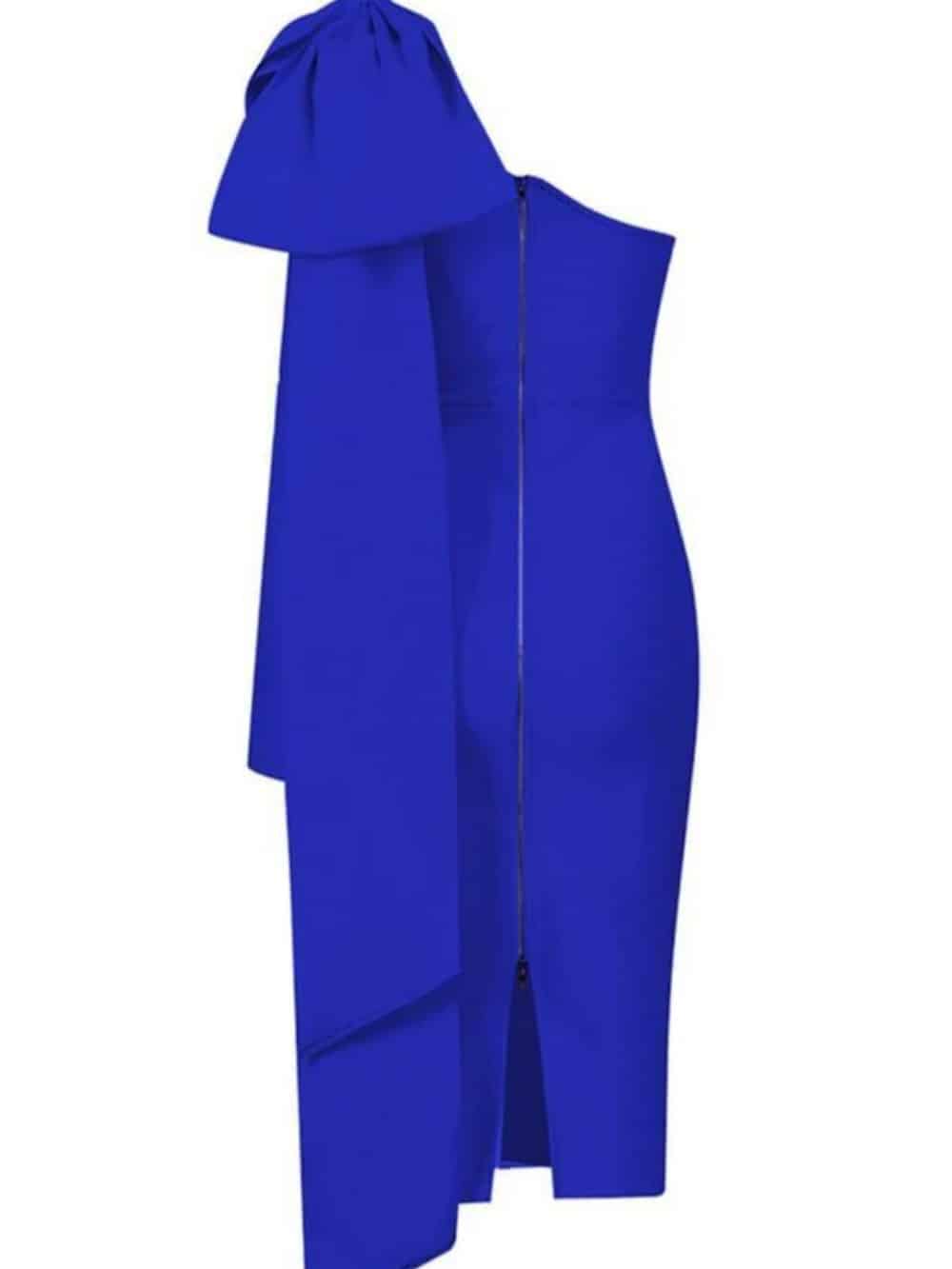 Vestido ajustado de un solo hombro en azul Abbey