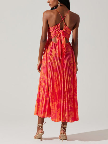 Vestido midi plisado con estampado floral elegante