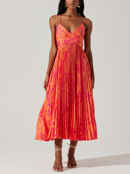 Vestido midi plisado con estampado floral elegante
