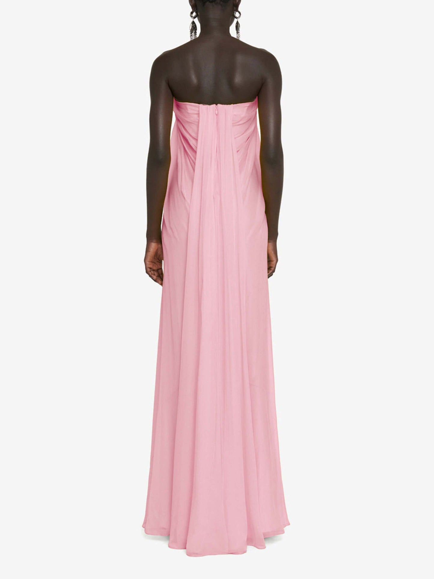 Vestido largo plisado elegante sin tirantes de una línea