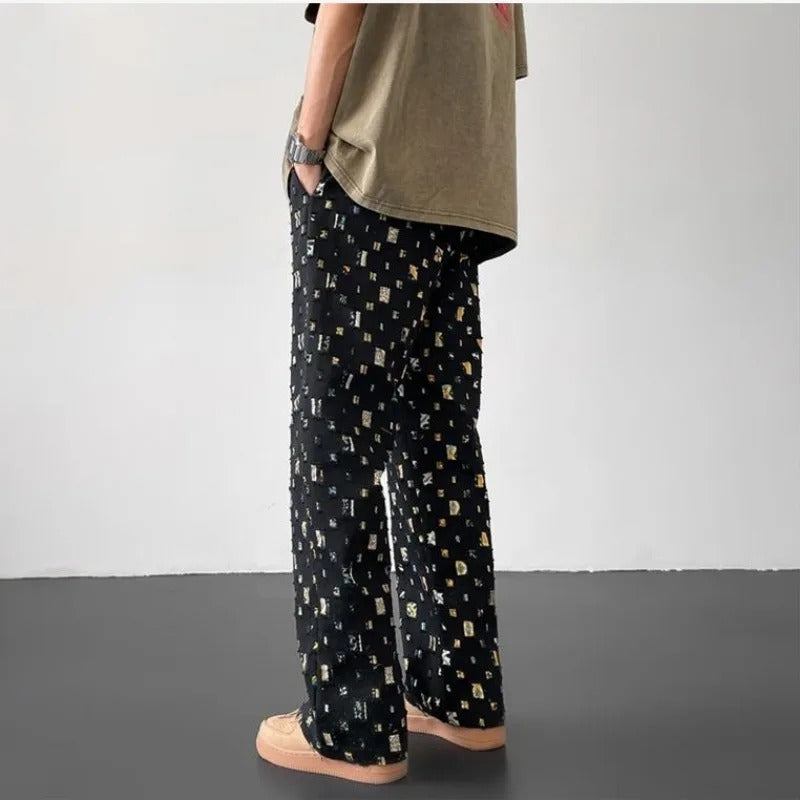 Pantalones rectos de mosaico