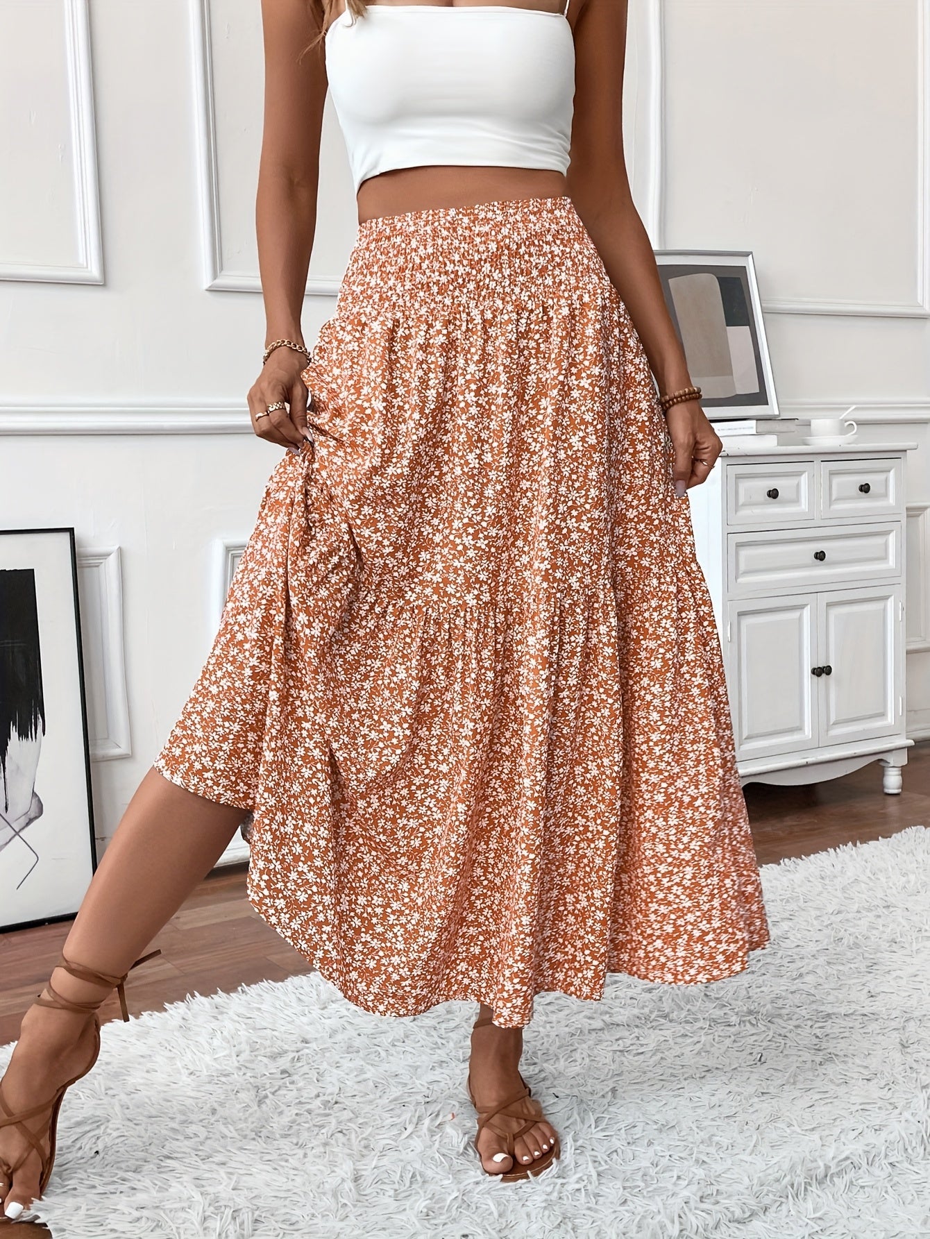 Falda Elena con flores de florecitas