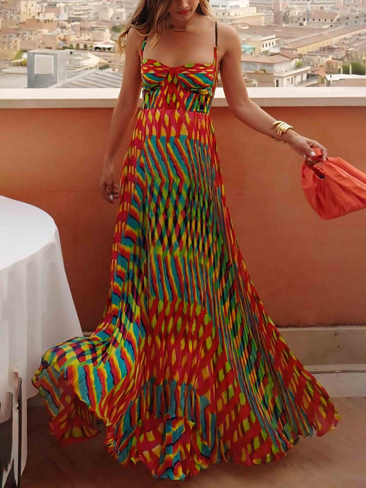 Vestido largo elegante con estampado pintado personalizado