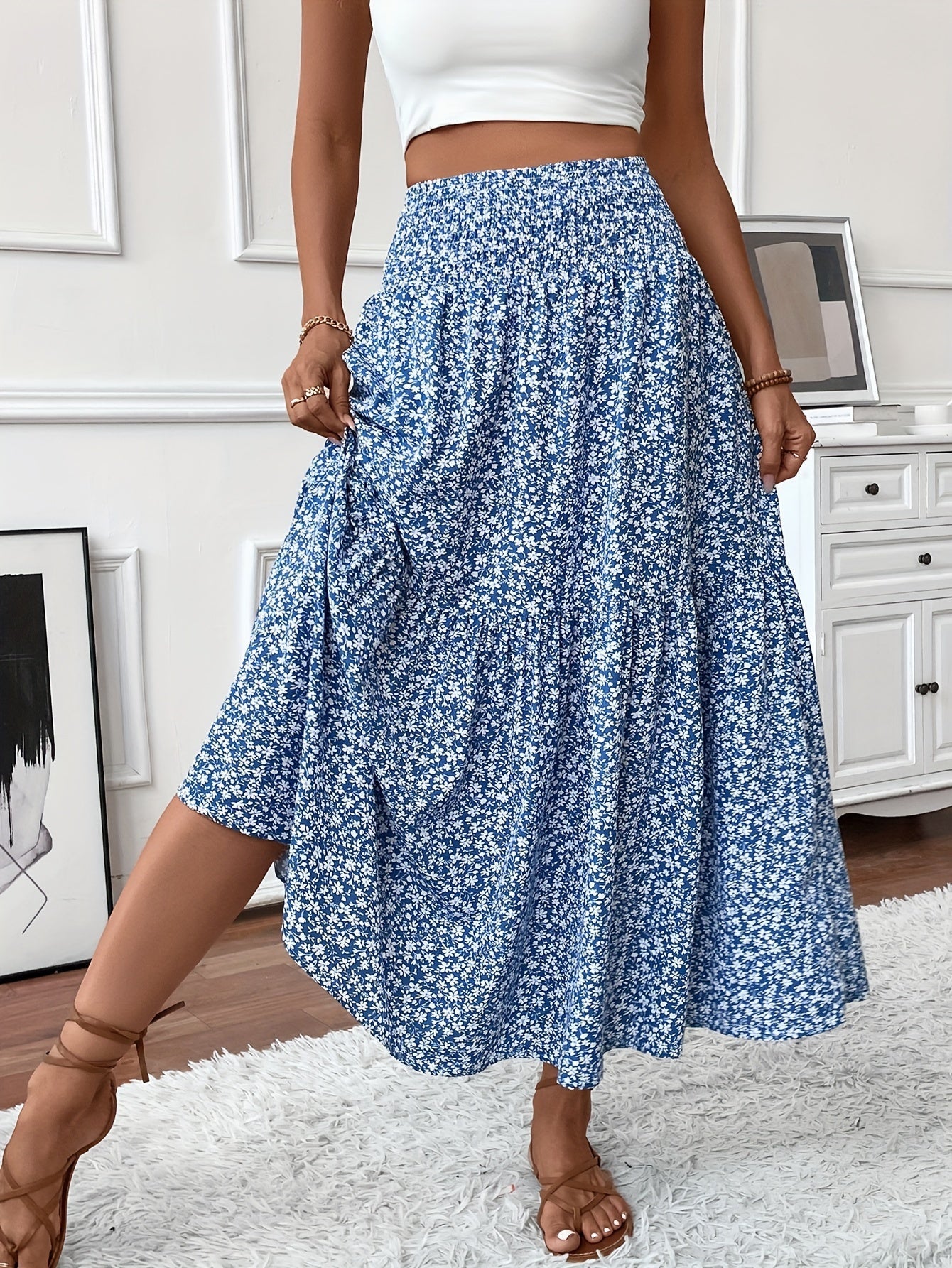 Falda Elena con flores de florecitas