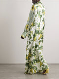 Vestido Largo con Estampado Floral y Frutal
