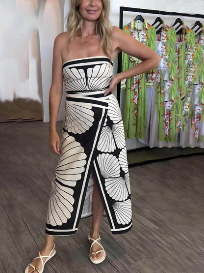 Vestido midi con hombros descubiertos y estampado floral único y hermoso