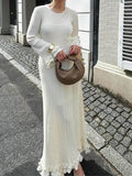 Vestido Largo de Punto Elegante con Mangas Acampanadas