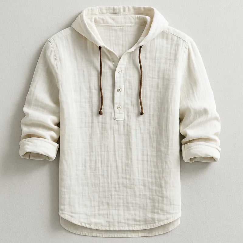 Camisa de Lino con Capucha Rex · Blanco