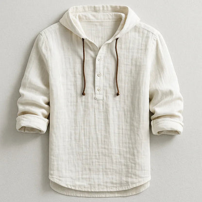 Camisa de Lino con Capucha Rex · Blanco