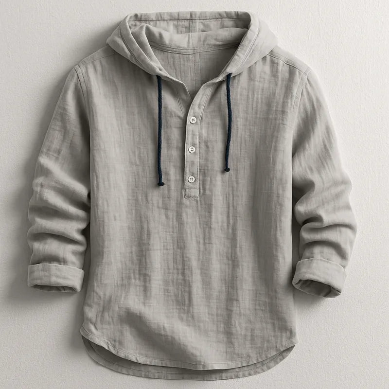 Camisa de Lino con Capucha Rex · Gris