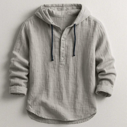 Camisa de Lino con Capucha Rex · Gris