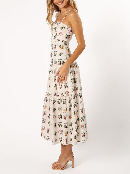 Vestido midi floral de frutas