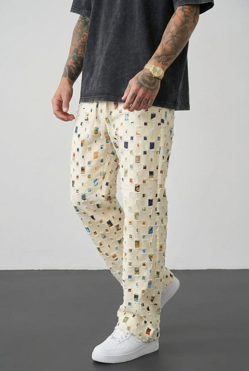 Pantalones rectos de mosaico