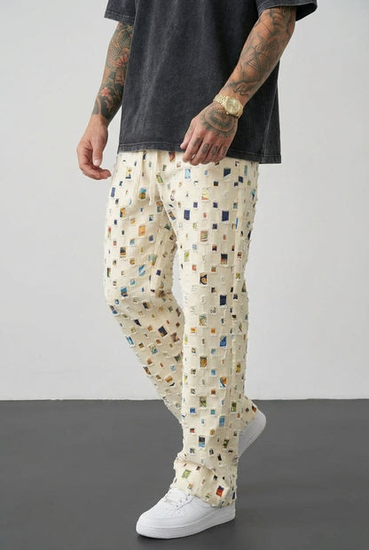 Pantalones rectos de mosaico