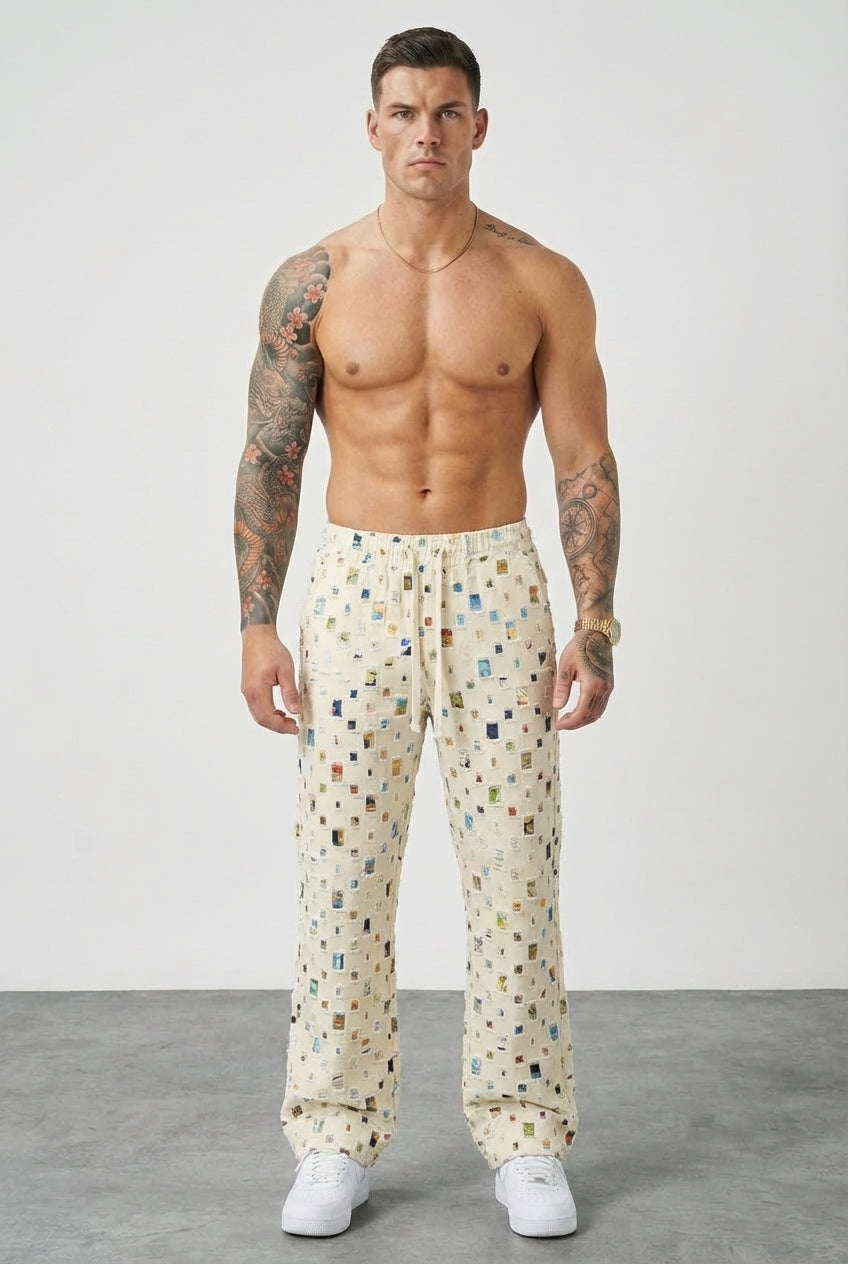 Pantalones rectos de mosaico