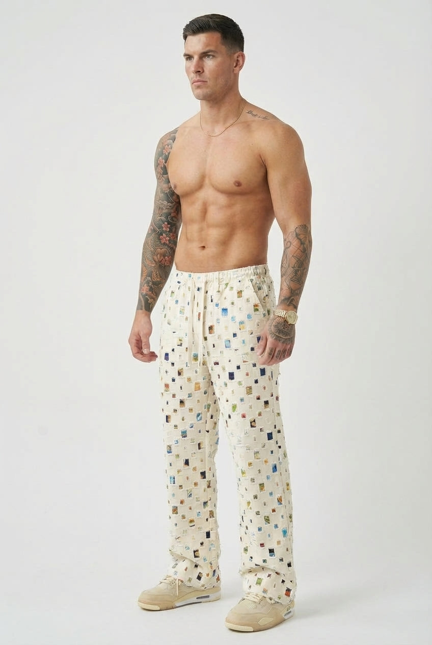 Pantalones rectos de mosaico